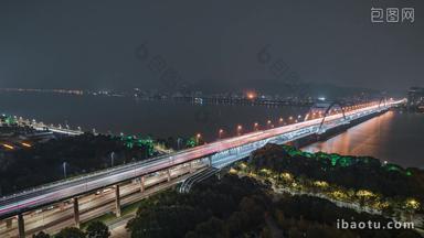 杭州复兴大桥夜景<strong>固定</strong>延时摄影